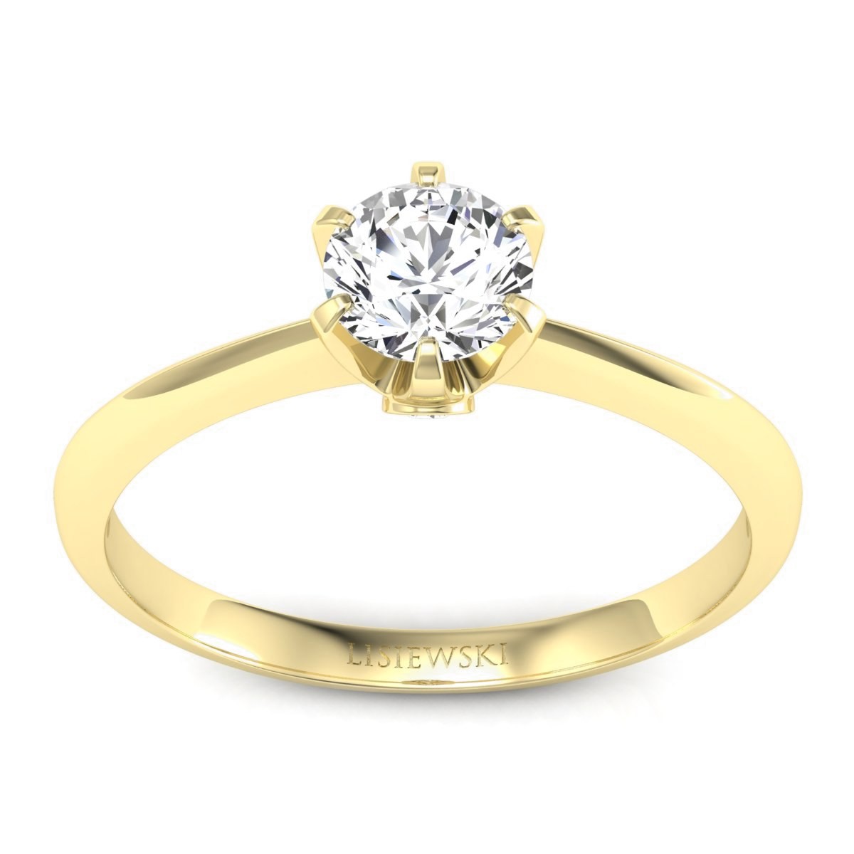 Solitaire - Złoty pierścionek z brylantami