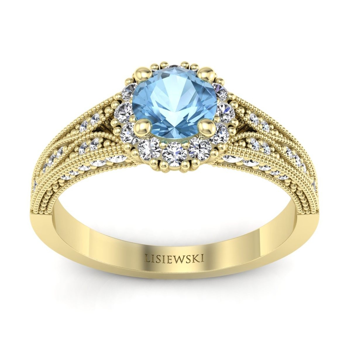 Eve - Złoty pierścionek z topazem i diamentami