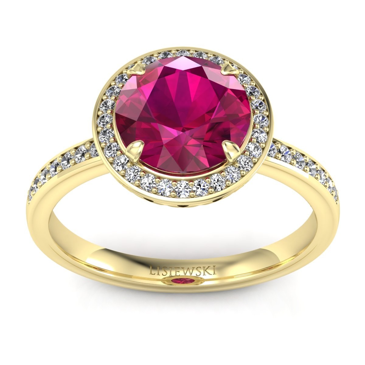 Manhattan - Złoty pierścionek z rubinem i diamentami