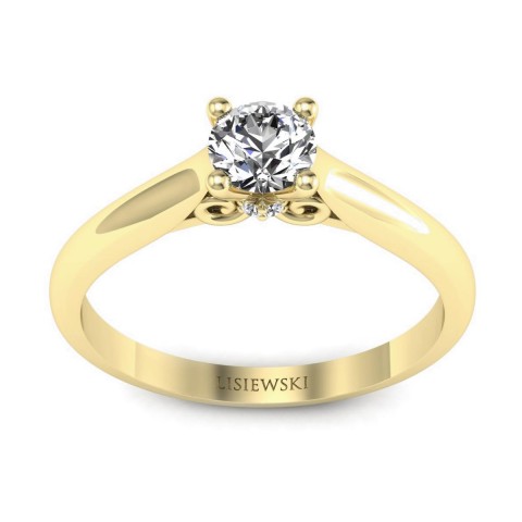 Solitaire - Złoty pierścionek z diamentami