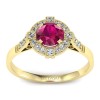 Audrey - Złoty pierścionek z rubinem i diamentami