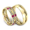Eternity - Złote obrączki ślubne z rubinami i diamentami