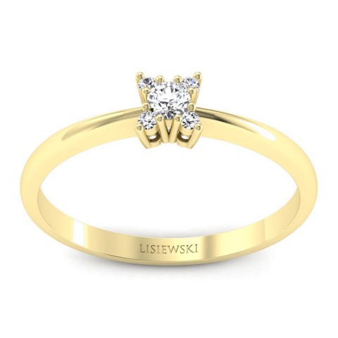Butterfly - Złoty pierścionek z diamentami
