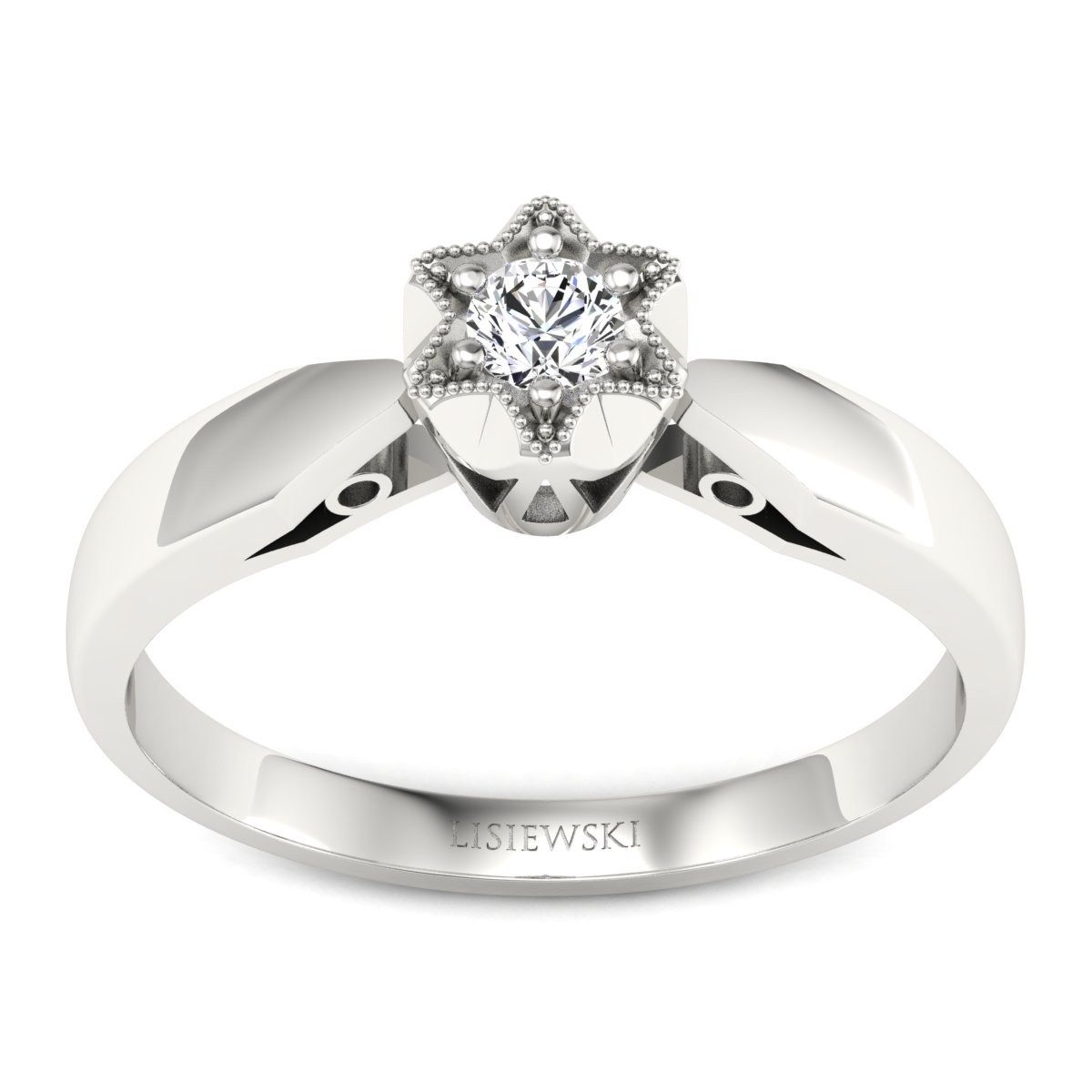 Jewish Star - Platynowy pierścionek z diamentem