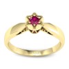 Jewish Star - Złoty pierścionek z rubinem