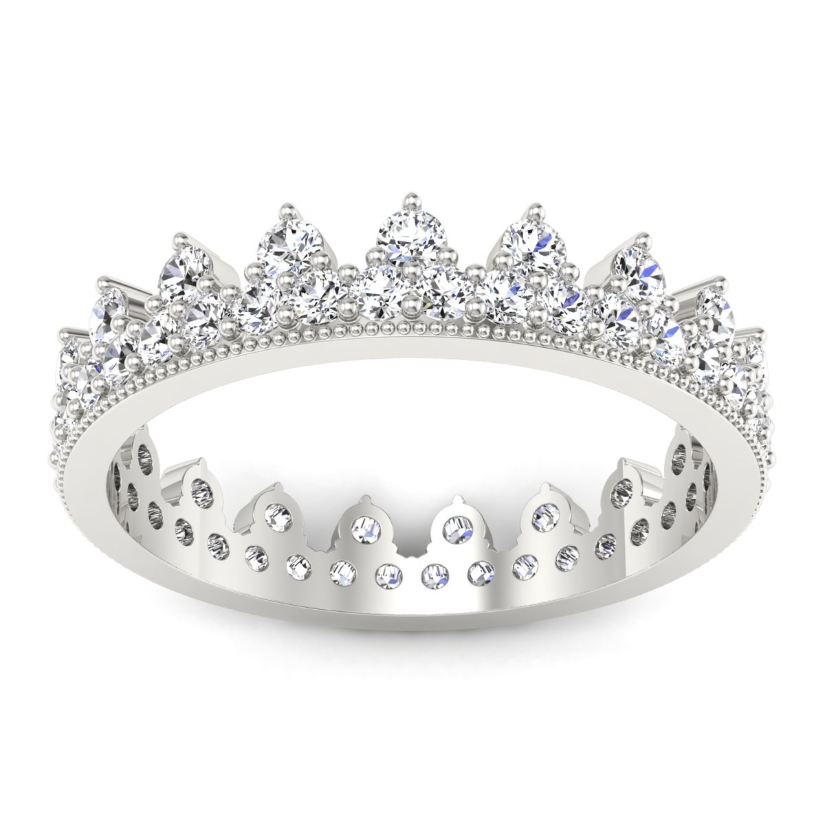 Crown - Obrączka ślubna z diamentami białe złoto