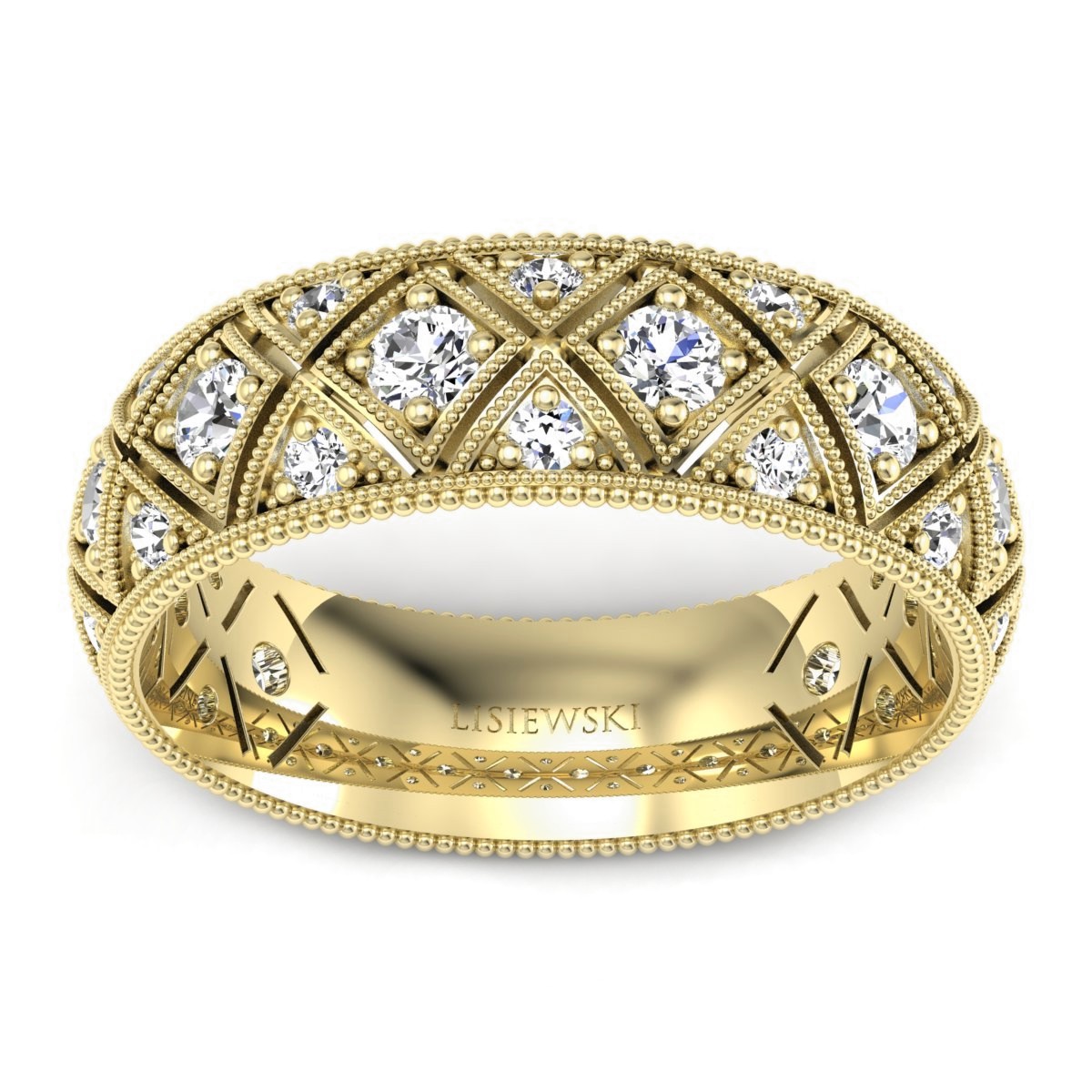 Toledo - Obrączka ślubna z diamentami żółte złoto