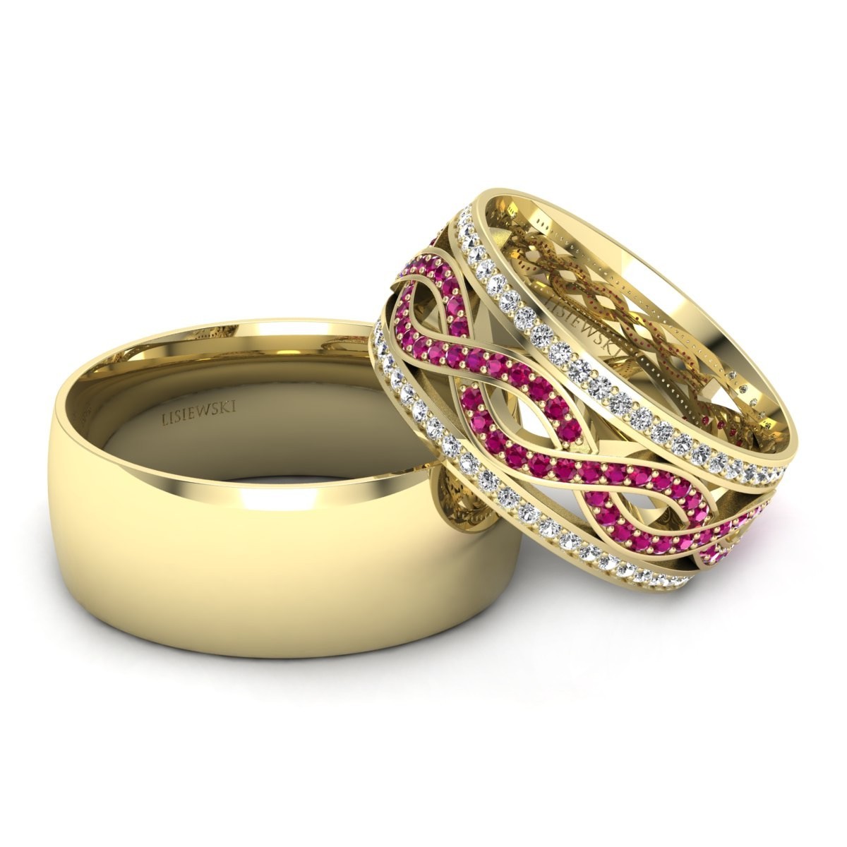 Cordoba - Złote obrączki z rubinami i diamentami