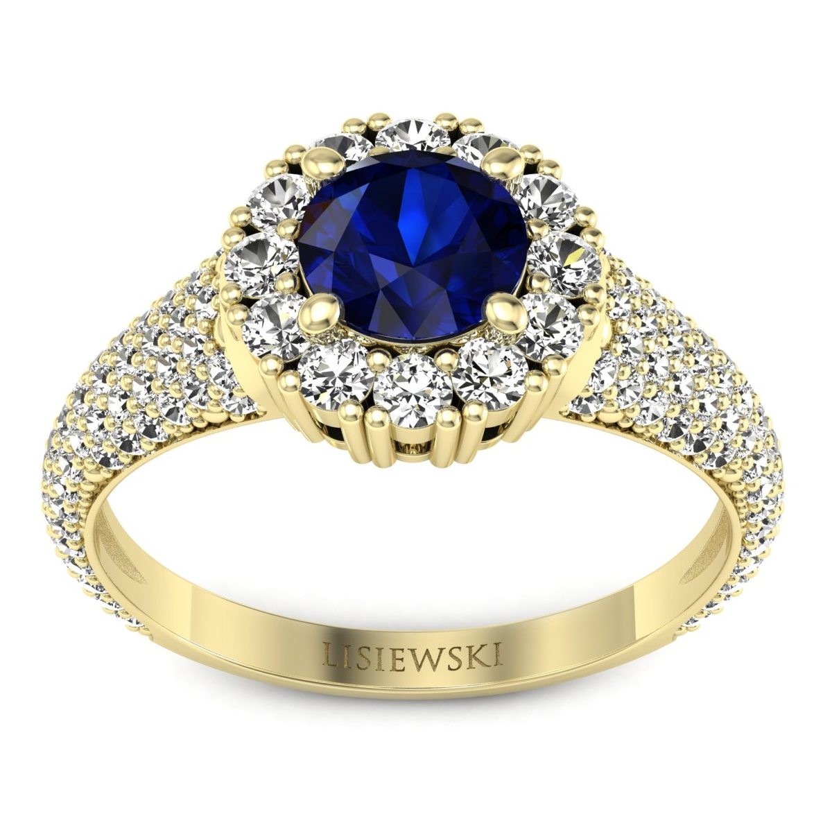 Kate - Złoty pierścionek z szafirem i diamentami