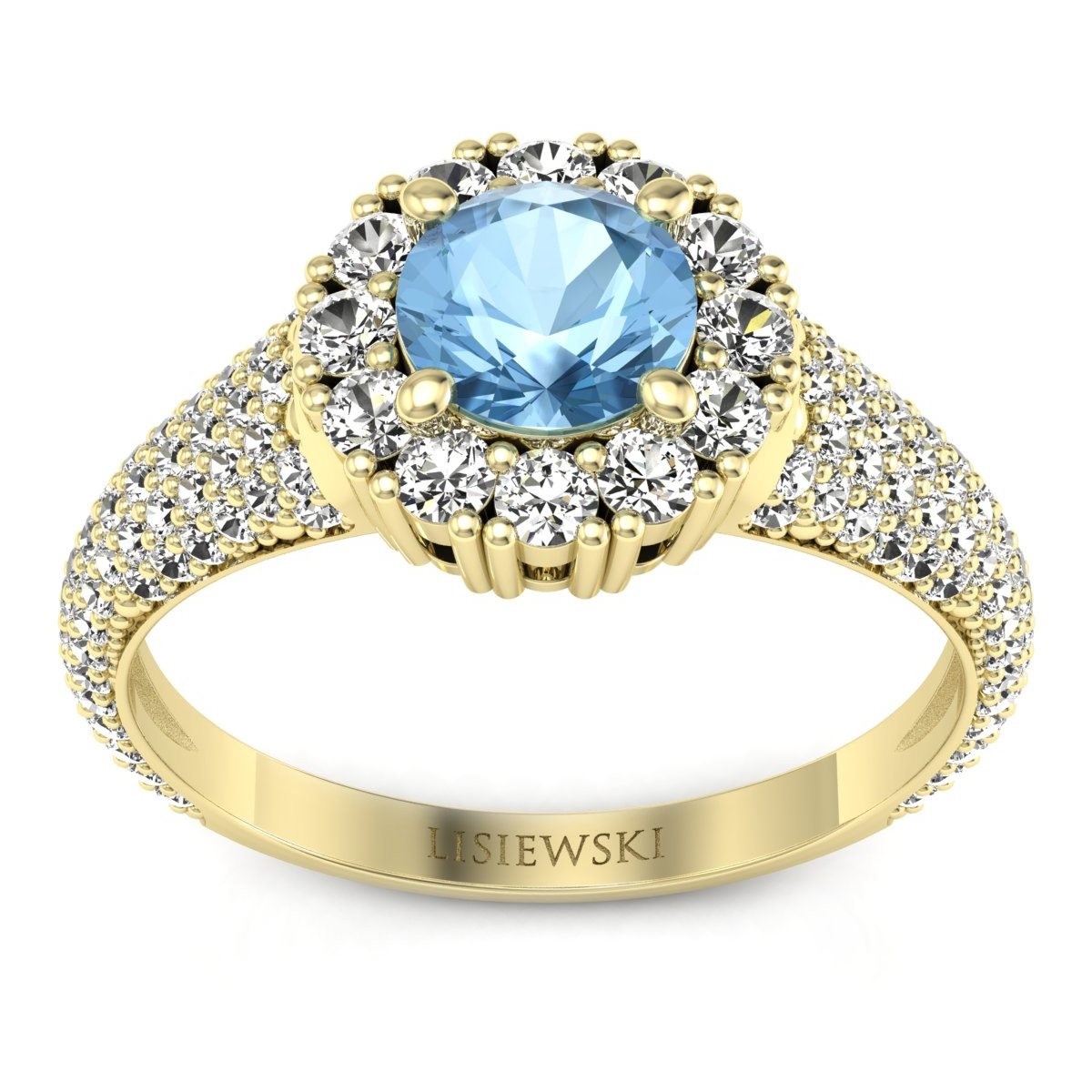Kate - Złoty pierścionek z topazem i diamentami
