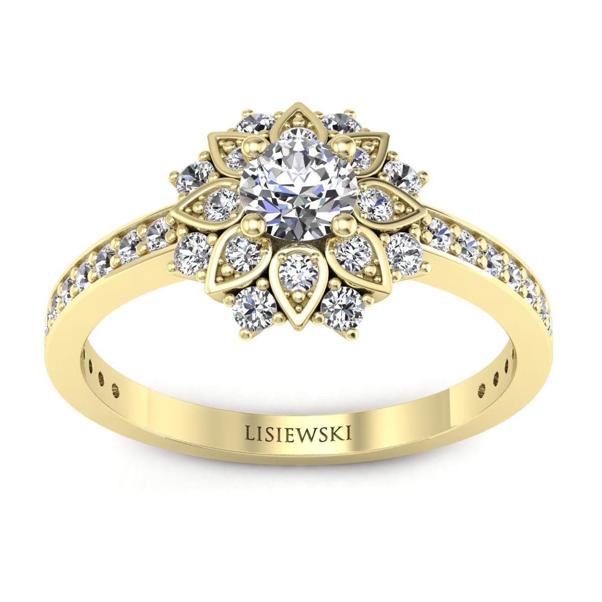 Sunflower - Złoty pierścionek z diamentami