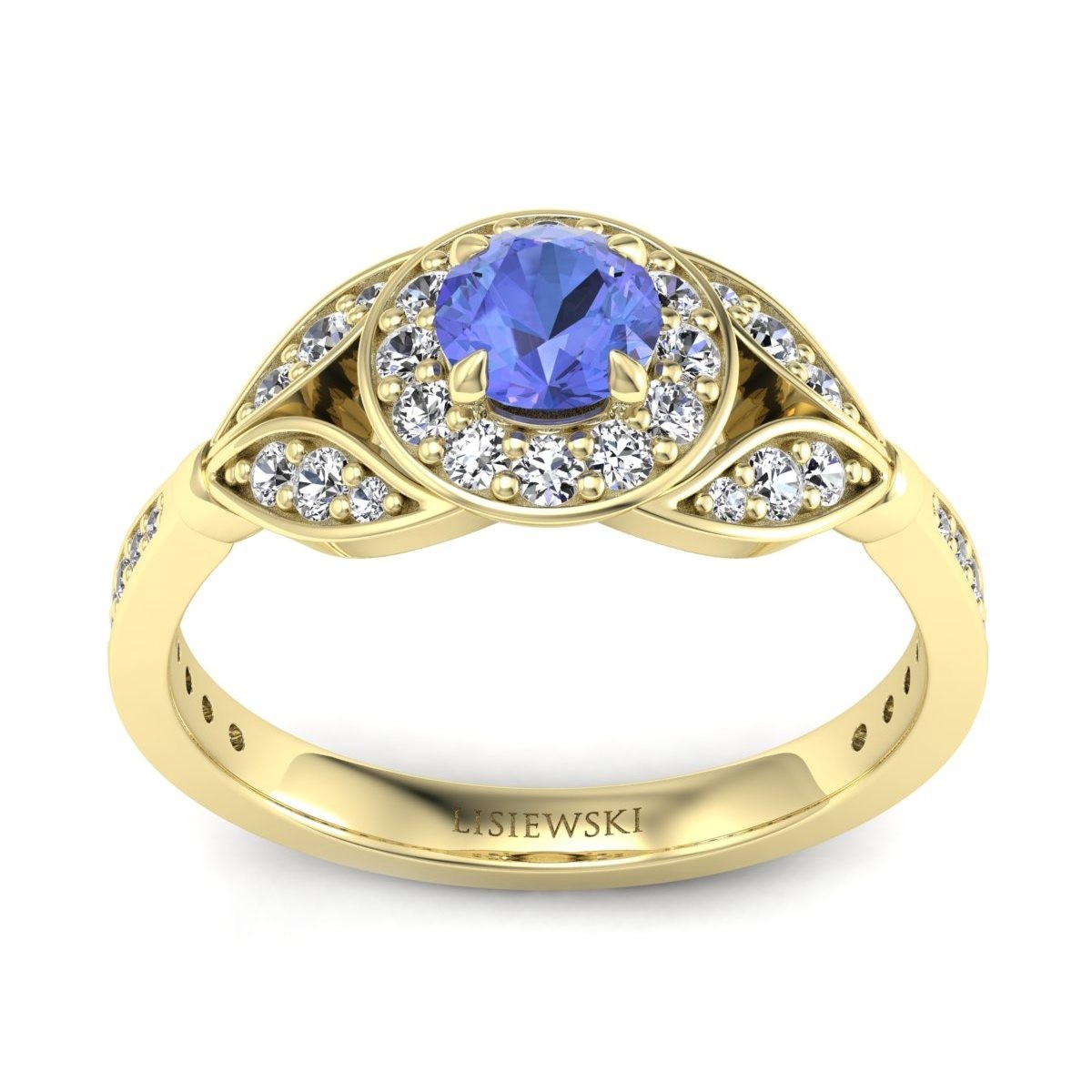 Maria - Złoty pierścionek z tanzanitem i diamentami