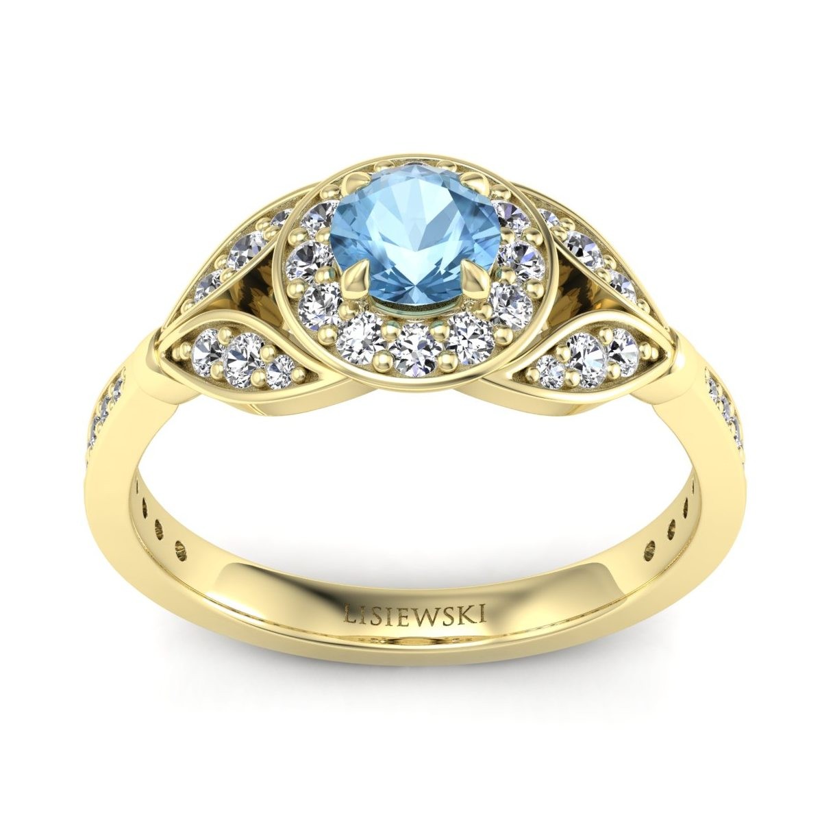 Maria - Złoty pierścionek z topazem i diamentami
