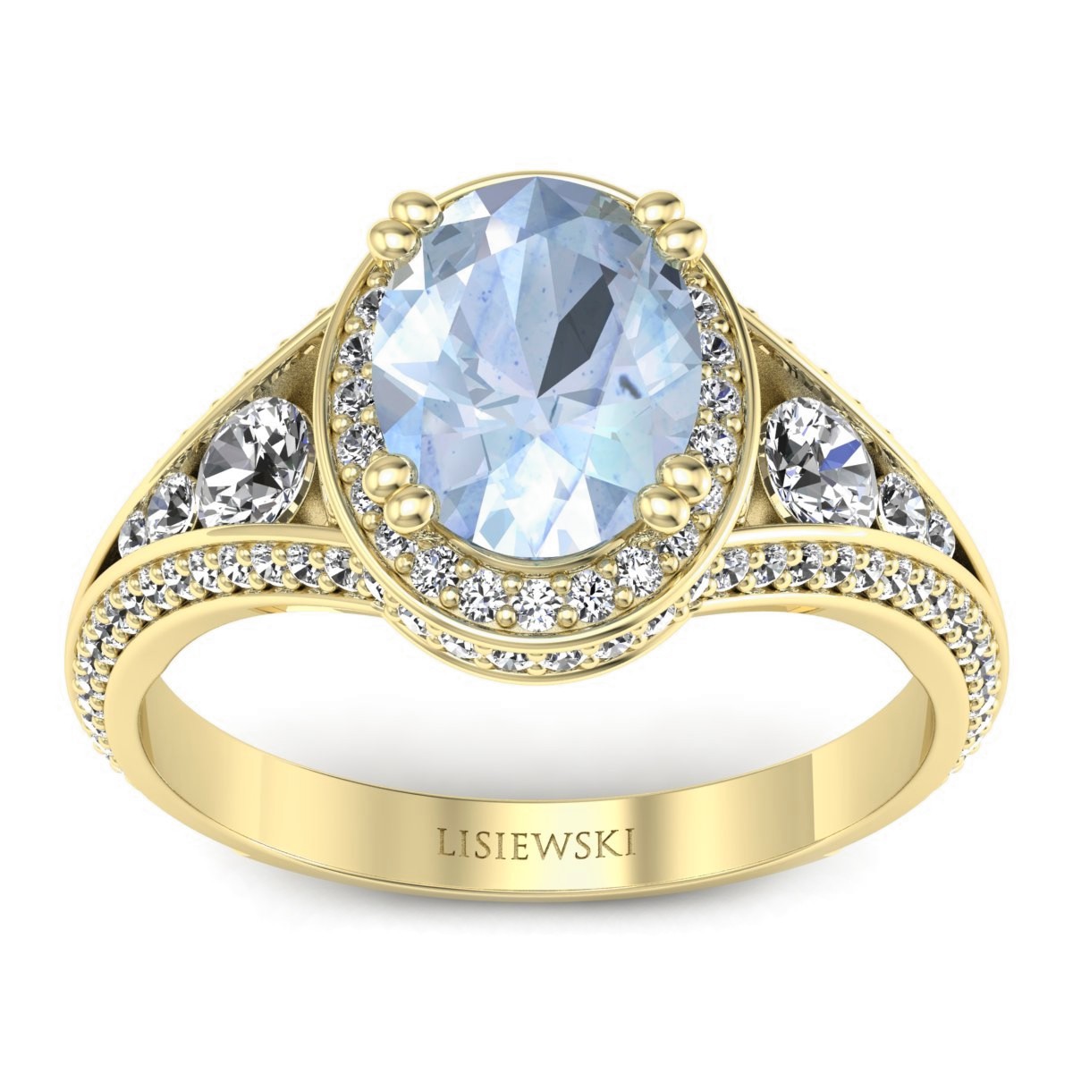Giovanna - Złoty pierścionek z akwamarynem i diamentami