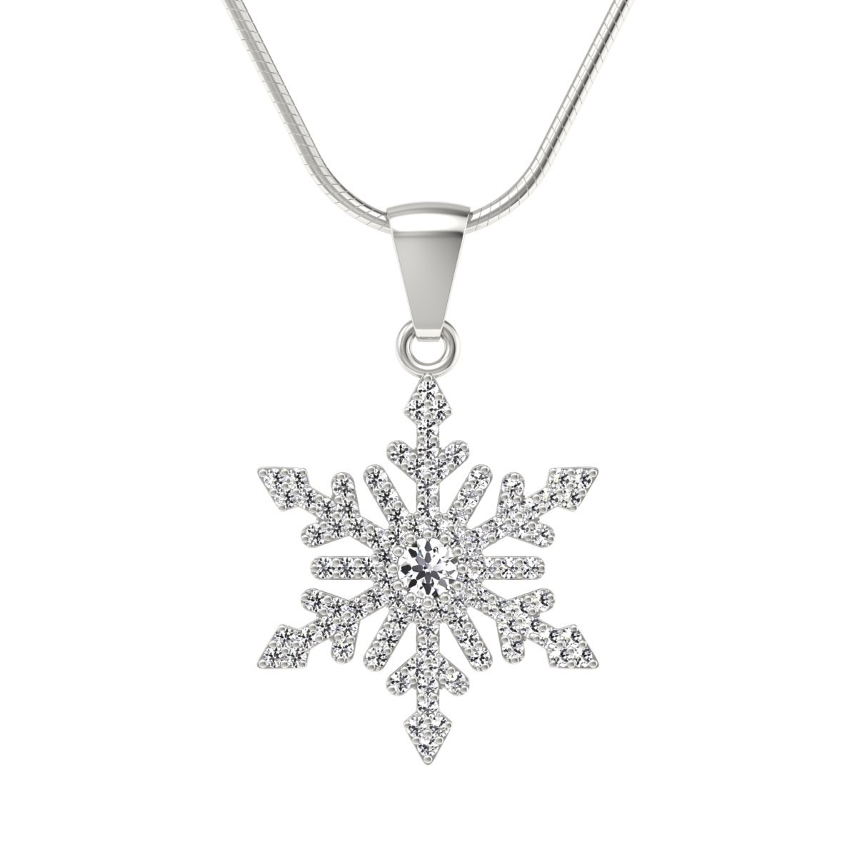 Snowflake - Wisiorek z diamentami białe złoto