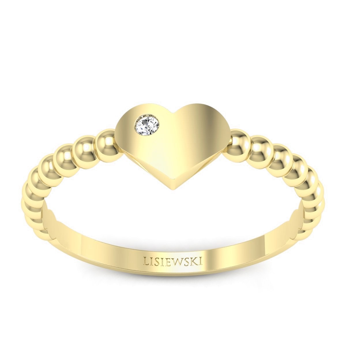 Złoty pierścionek heart z diamentem