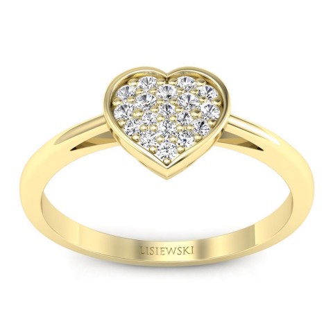 Heart - Złoty pierścionek z diamentami