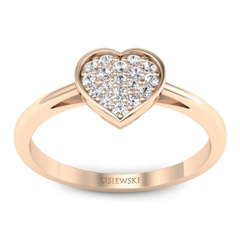 Heart - Pierścionek z diamentami różowe złoto